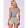 INSPIRE CHIC Women's Ribbed Knit Casual Crop Tank Top with Shorts Sleeveless Pajama Sets - 4 of 4