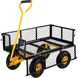 Heavy Duty Steel Garden Cart - 900 lbs Capacity, Removable Mesh Sides Convert to Flatbed, Utility Metal Wagon with 180¡ã Rotating Handle & 10" Tires - 1 of 4