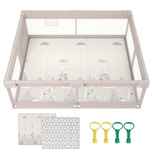 Fodoss 59x71in Baby Playpen with Mat – Safe Activity Center & Fence for Babies and Toddlers, Indoor & Outdoor Use - 1 of 4
