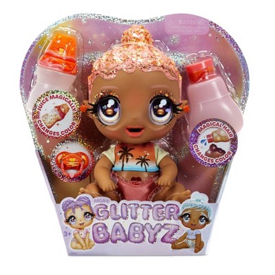 Glitter Babyz Solana Sunburst With 3 Magical Color Changes Baby Doll -  Coral Pink Hair : Target