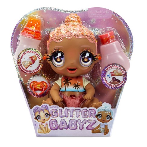 Glitter Babyz Solana Sunburst with 3 Magical Color Changes Baby Doll -  Coral Pink Hair