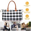 iMountek"Women’s Multi-functional Duffle Bag - Travel, Weekend, Overnight, Tote, Shoulder & Diaper Bag"LeoRed&White - 3 of 4