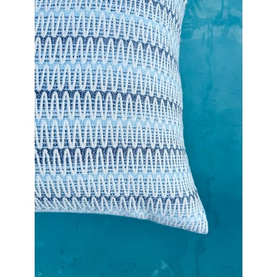 Summer Twist Blue 20x20 Indoor Outdoor Woven Pillow