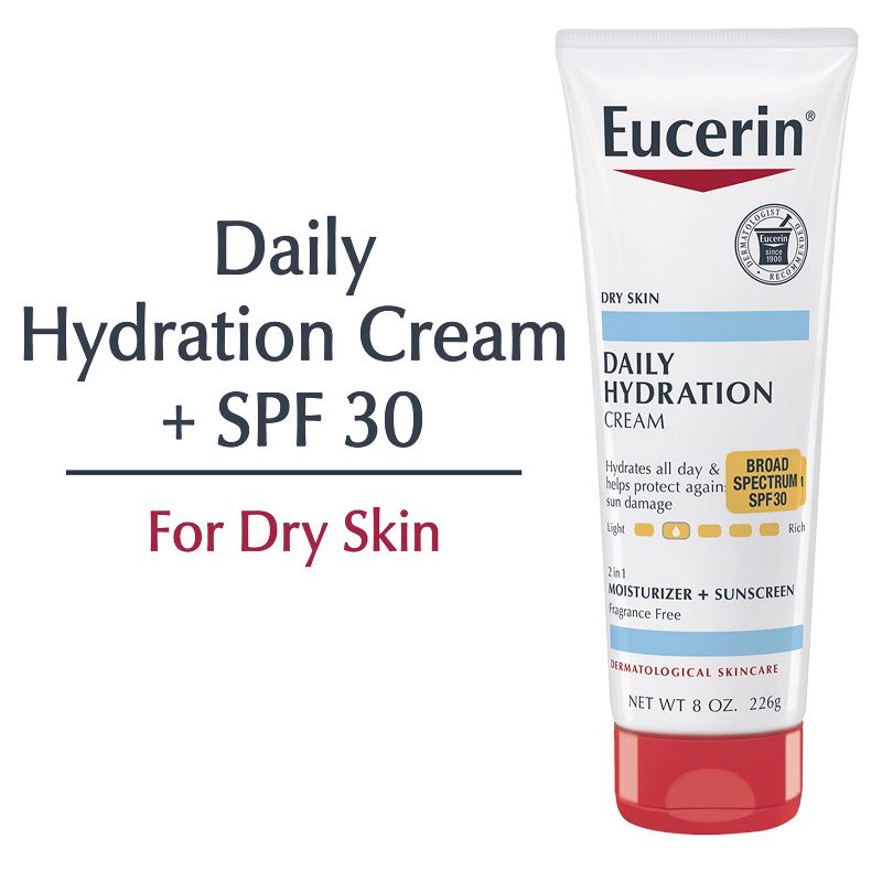 Eucerin Daily Hydration Broad Spectrum SPF 30 Sunscreen Body Cream for Dry Skin Unscented - 8oz, 4 of 20