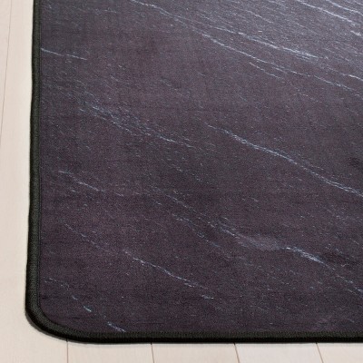 Black and Gray Abstract Synthetic Area Rug