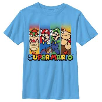 Boy's Nintendo Super Mario Characters in Stripes T-Shirt