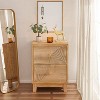 JIONJOY 2-Drawer Nightstand with Handcrafted Ring Pattern,Boho Bedside Table for Farmhouse & Mid-Century Decor-Natural - 2 of 4