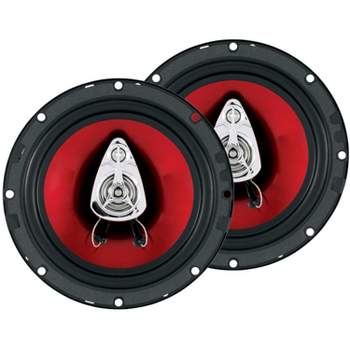 Boss Audio Systems CH6530 Chaos Exxtreme 6.5 Inch 300 Watts 3-Way Full Range Car Coaxial Audio Red Stereo Speakers with Rubber Surround, Pair