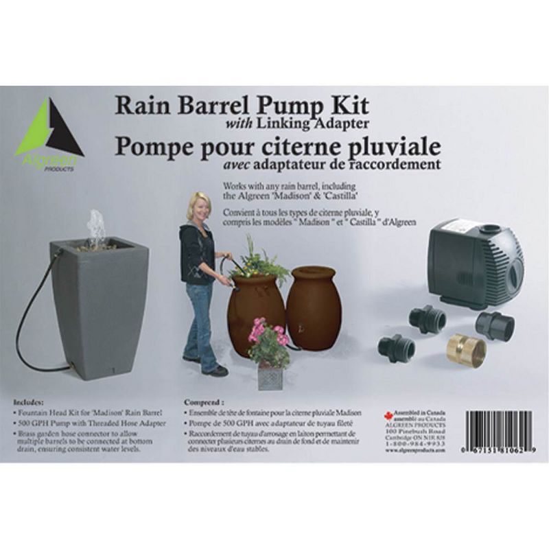 Algreen Rain Water Collection Barrel Drum 500GPH Garden Watering System Pump, 2 of 5