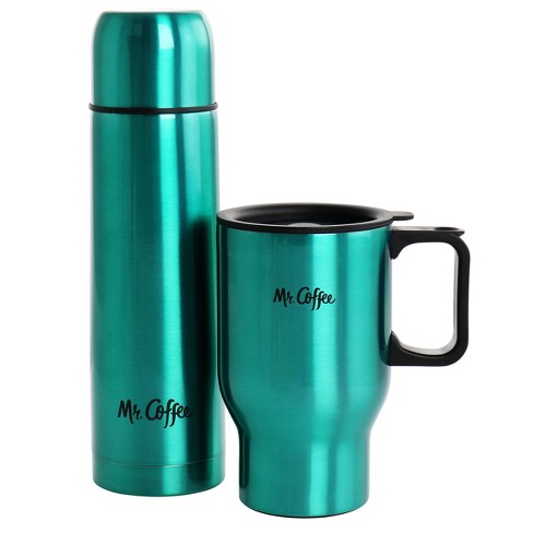Mr. Coffee 12.5 oz. Blue Stainless Steel Insulated Thermal Travel