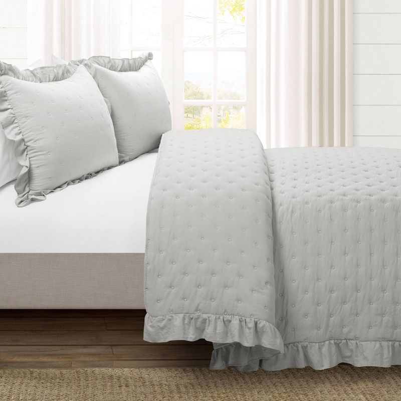 Lush Décor 3pc Reyna Ruffle Reversible Oversized Quilt Set, 3 of 10