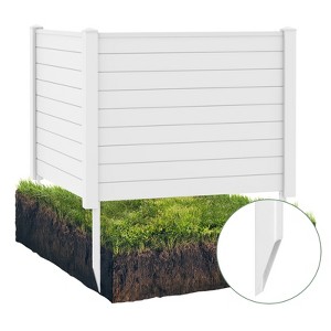 Tangkula Air Conditioner Fence, Decorative Trash Can Enclosure with Stakes 48”L x 37.5”H Pool Equipment Fence Screen  Black/White - 1 of 4