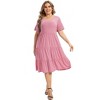Coolmee Womens Summer Maxi Dress Plus Size Casual  Short Sleeve Ruffle Tiered V Neck Swing Long Sundress - 2 of 4
