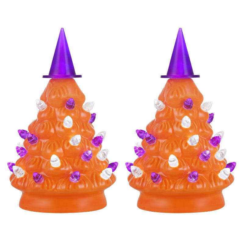 Mr. Halloween Nostalgic Ceramic LED Halloween Tree 5.4" - Set of 2, 1 of 6