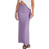 Women's Elegant Satin Maxi Skirt - High Waist A-Line Long Skirt with Smooth Zipper Purple - 4 of 4