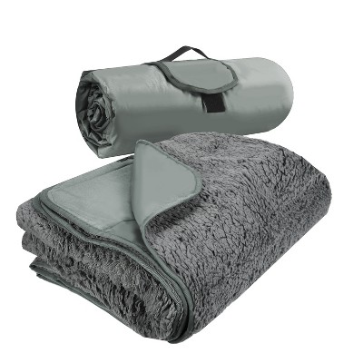 Tirrinia Large Waterproof Outdoor Blanket, Fleece Warm Windproof Camping Blanket for Stadium Beach Football Concerts Car