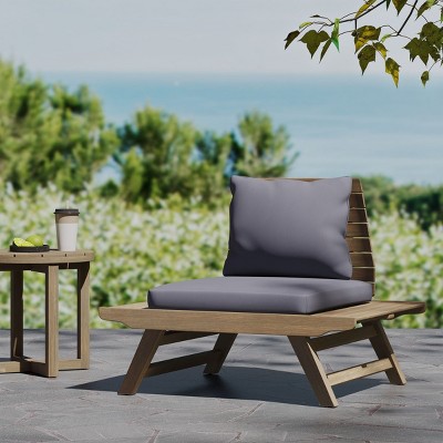 Acacia Wood Patio Accent Chair,Armless Patio Accent Chairs With Water-resistant Cushions,Patio Chair -Maison Boucle