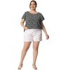 Agnes Orinda Women's Plus Size Floral Print Short Flutter Sleeve Casual Peasant Tops - 3 of 4