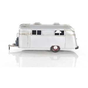 HomeRoots 6" Silver Metal Hand Painted Silver Camping Trailer Model Car - 1 of 4