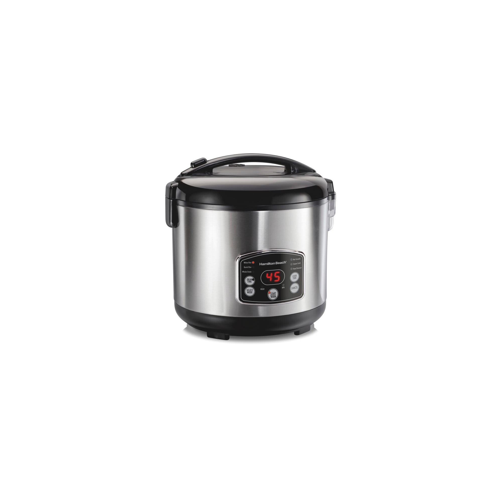 Hamilton Beach 14-Cup Rice Cooker - Black: 6 Settings, Cool Touch, Dishwasher-Safe, Steam Tray, 1-Year Warranty