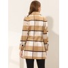 Allegra K Women's Notched Lapel Double Breasted Winter Plaids Overcoat - 4 of 4