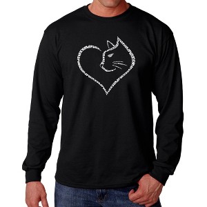 LA Pop Art Cat Heart - Men's Word Art Long Sleeve T-Shirt - 1 of 4