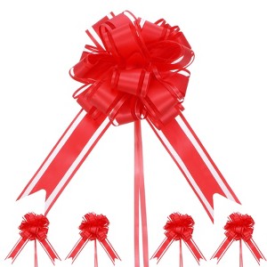 Unique Bargains Plastic Flower Ribbon Glossy Appearance Durable Gift Wrap Bows 10 Count - 1 of 4