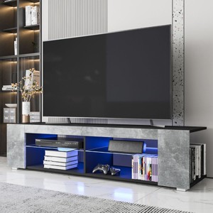 Hommpa TV Stand for TVs Up to 65" with Open Glass Shelves Remote LED Light - 1 of 4
