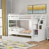 Streamdale Twin-Over-Twin Bunk Bed with Twin Size Trundle and 3 Storage Stairs, White - 3 of 4