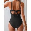 Eomenie One Piece Swimsuit for Women Tummy Control Bathing Suit Ruched Twist Front Swim Suit Cutout Tie Back Swimwear - 3 of 3