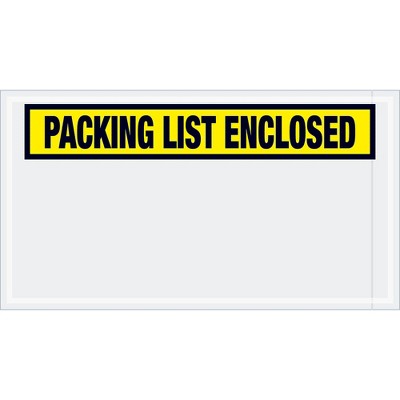 Box Partners "Packing List Enclosed" Envelopes 5 1/2" x 10" Yellow 1000/Case PL445