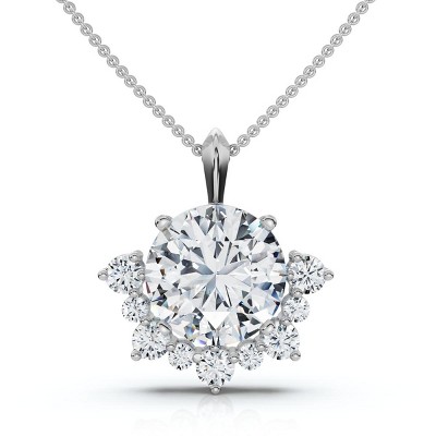 Pompeii3 Certified 3.25Ct Diamond Pendant 14k Gold 18" Women's Necklace Lab Created FG/VS
