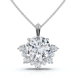 Pompeii3 Certified 3.25Ct Diamond Pendant 14k Gold 18" Women's Necklace Lab Created FG/VS - 1 of 4