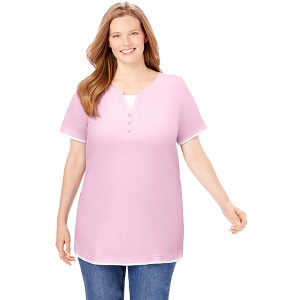 Woman Within Plus Size Layered-Look Tee - 1 of 4