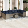 vidaXL Patio Sofa Set with Cushions 11 Piece, Sectional Sofa with Glass Table, Outdoor Conversation Set, Modern Style, Gray Poly Rattan - 2 of 4