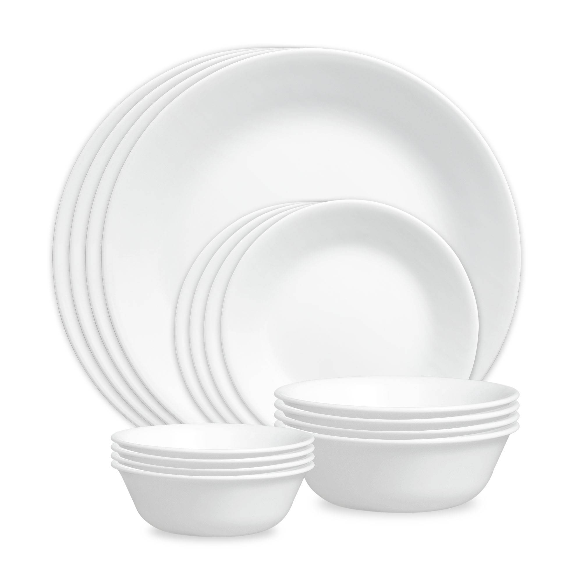 Corelle 16pc Winter Frost White Dinnerware Set: Microwave & Dishwasher Safe, Service for 4, Includes Plates & Bowls