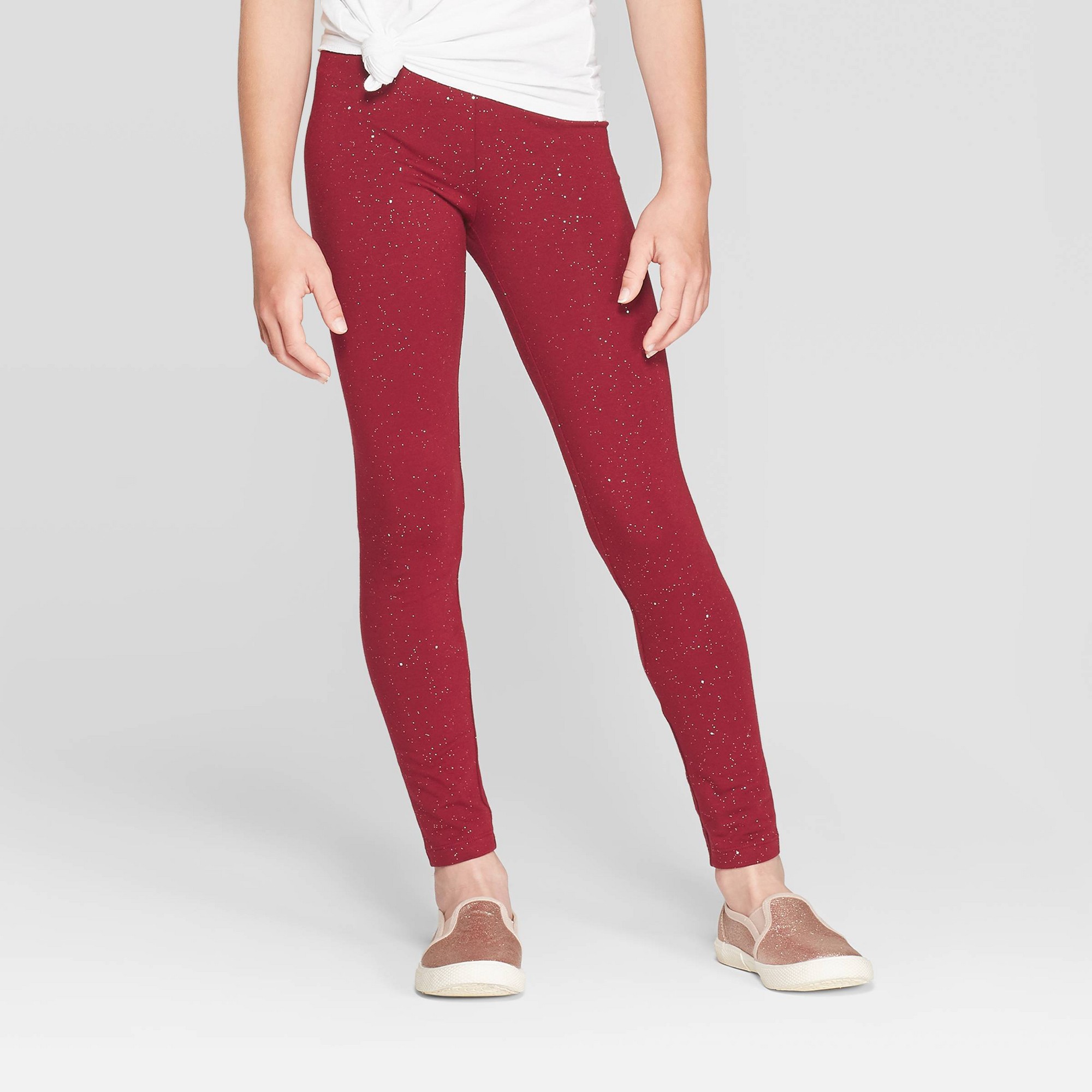 Red Sparkle Youth Leggings/Tights