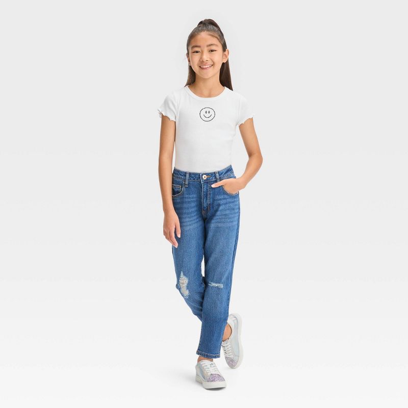 Girls' High-Rise Tapered Cropped Jeans - art class™, 4 of 5
