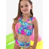 RuffleButts Girls UPF50+ Sun Protected Racerback Flutter Tankini 2-Piece Swimsuit - Neon Ocean Coral, 8 - 4 of 4