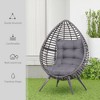 Patio Wicker Egg Chair w/ Soft Cushion,Outdoor / Indoor Patio Chair, PE Plastic Rattan Furniture with Adjustable Height Feet Pads - 4 of 4