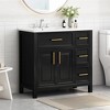 36" Bathroom Vanity With Sink Top Set Freestanding Bathroom Vanity Storage Cabinet With 2 Doors 3 Drawers  Black - 2 of 4