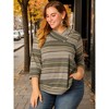 Women's Plus Size Comfy Knit 3/4 Sleeve V Neck Stripe Boho Casual Blouse - Agnes Orinda - 2 of 4