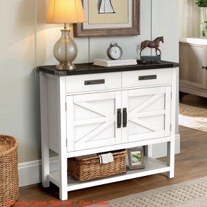 Farmhouse Console Table with 2 Door Cabinet and 2 Drawers - Entryway Table with Cabinets,for Living Room - 1 of 4
