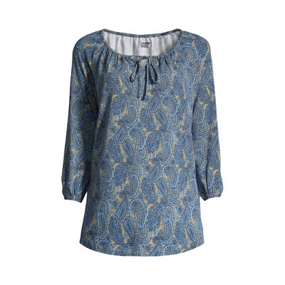 Lands' End Women's Petite 3/4 Sleeve Peasant Tunic Medium Simply