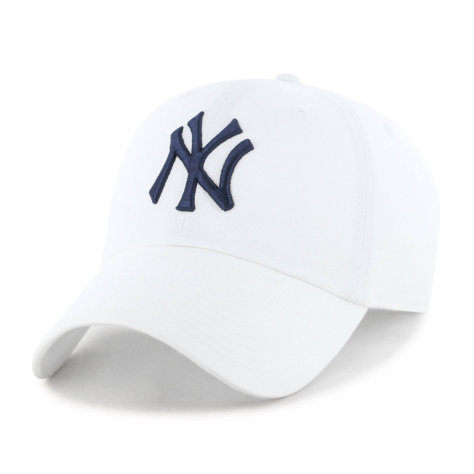 MLB New York Yankees Clean Up Hat - White: Adjustable Cotton Baseball Cap