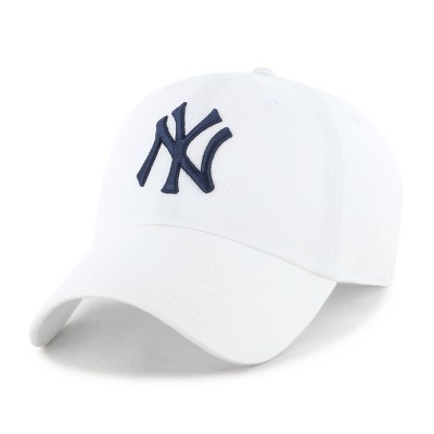 MLB New York Yankees Clean Up Hat - White: Adjustable Cotton Baseball Cap