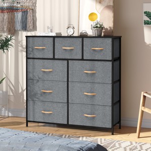 Crestlive Products 9-Drawer Extra Wide Fabric Dresser for Bedroom Clothes Storage Tower with Sturdy Steel Frame Wood Top Easy Pull Bins Wood Handles - 1 of 4
