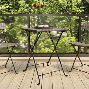 vidaXL Folding Bistro Table Gray 21.7 in.x21.3 in.x28 in. Poly Rattan - 1 of 4