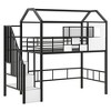 Okak 93.7IN Metal Loft Bed with House Roof Design, Bed Frames with Storage Shelves and Basket, Twin Bed for Living Room, Bedroom - 4 of 4