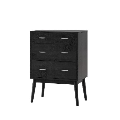NicBex 3 Drawer Dresser for Bedroom,Modern Style Drawers with Silver Pull Handle,Dressers for Kids Room,Living Room,Entry and Hallway,Black